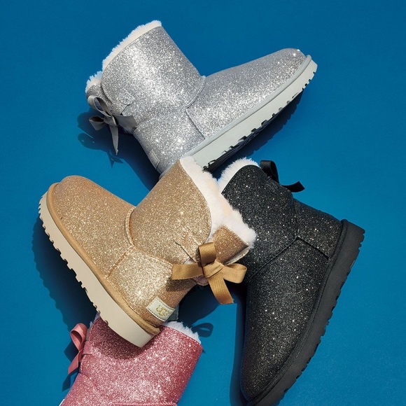 ‼️SOLD‼️ SILVER GLITTER UGG BOOTS BOW - Picture 7 of 8